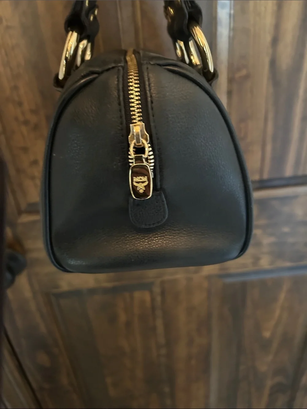 MCM Black Leather Mini Satchel with Gold Hardware - Picture 5 of 15